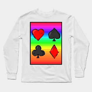 Rainbow Lucky Playing Card Long Sleeve T-Shirt